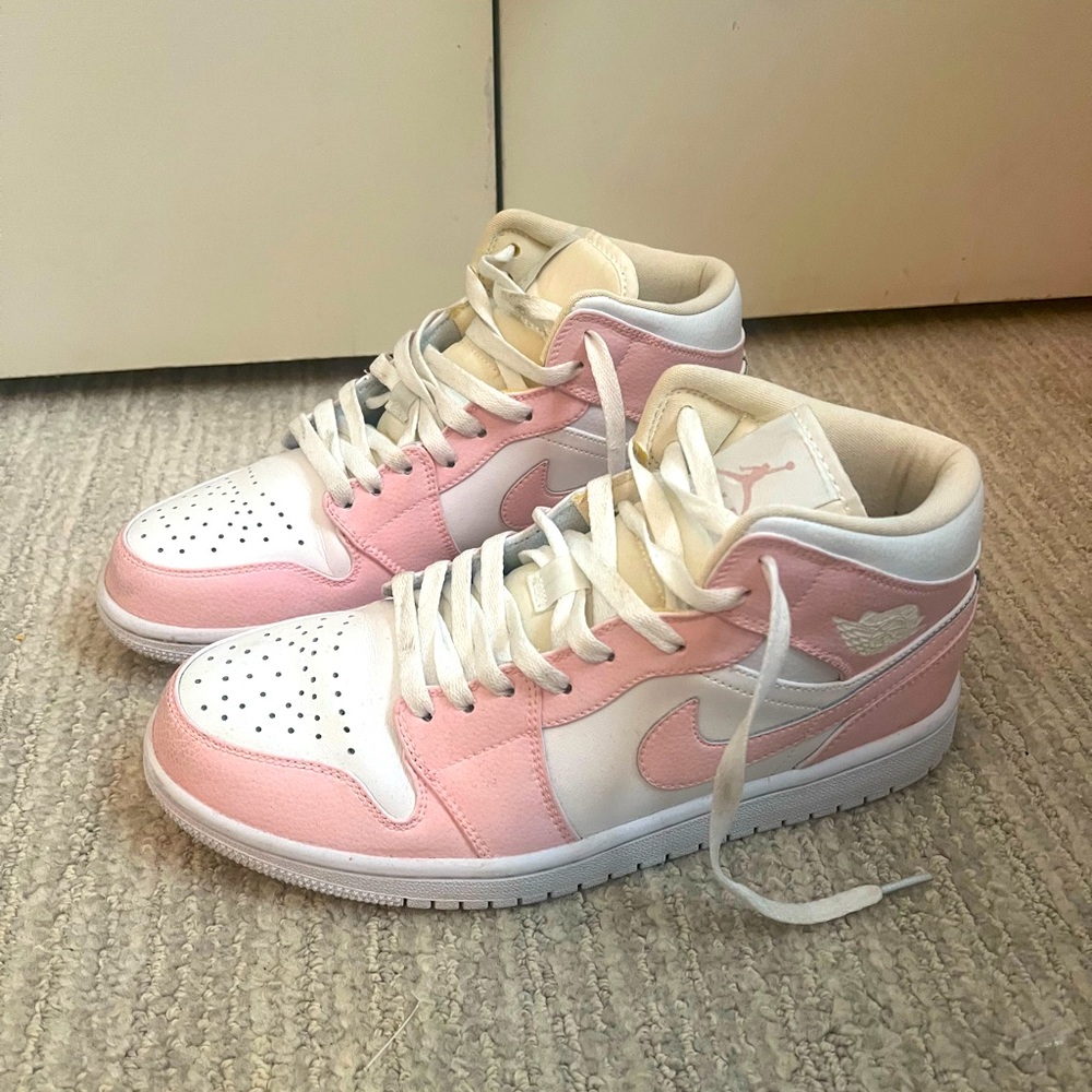 Light pink nike jordan mids